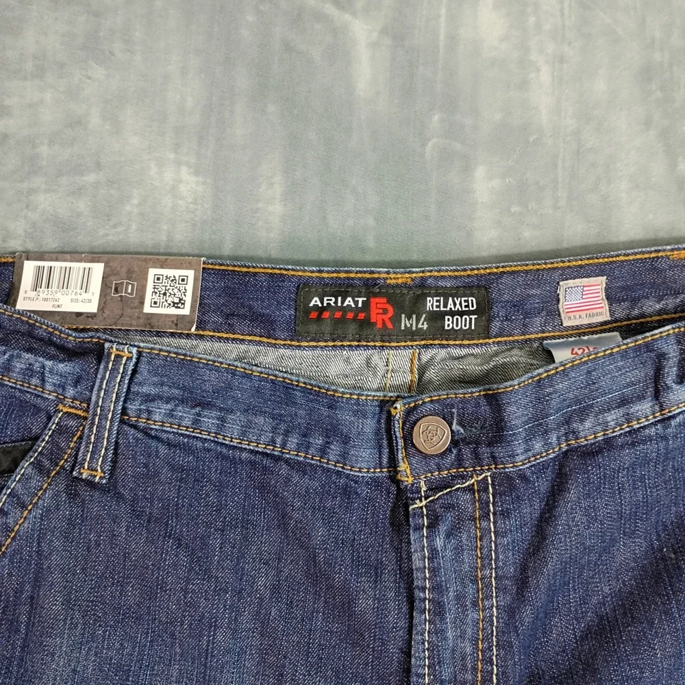 Ariat Work M4 Relaxed Boot Cut FR Flame Resistant Jeans Mens 42x30 Blue Denim